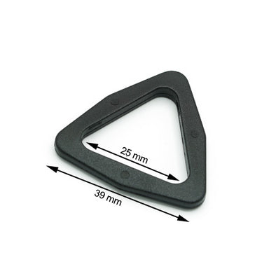 10 Pcs. Plastic Triangle Ring, Color Black, Size 25 mm, SKU TRN25-NERO