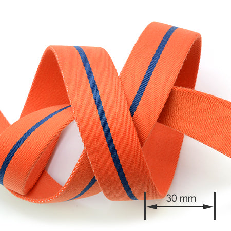 1 Meter Premium Webbing 30 mm, Orange / Blue