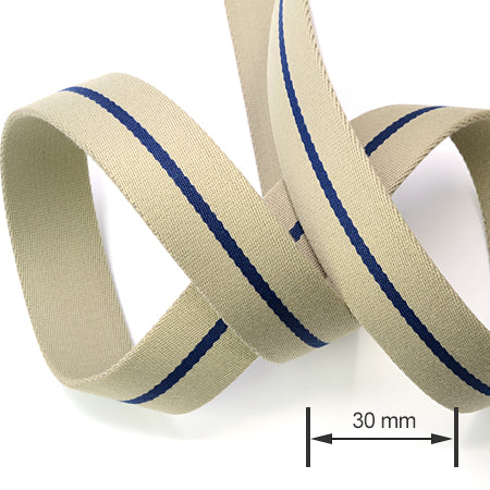 1 Meter Premium Webbing 30 mm, Cream / Blue