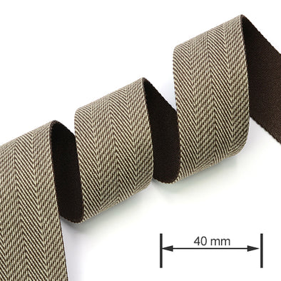 1 Meter Premium Webbing Reversible 40 mm, Cream / Brown