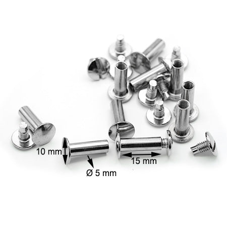 10 Pcs. Chicago Screws, 10 mm, H 15 mm, Color Nikel, SKU 70300-NKL