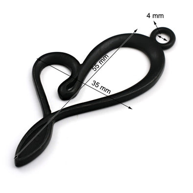 5 Pcs. Heart Metal Ornament, Color Black Copper