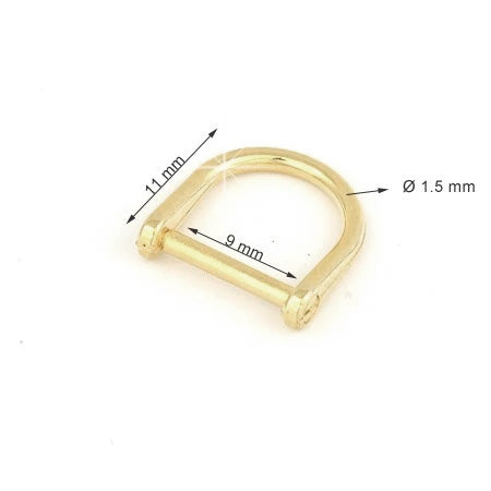 10 Pcs. D Ring, 9 mm Color Light Gold, SKU C10083/P-ORC