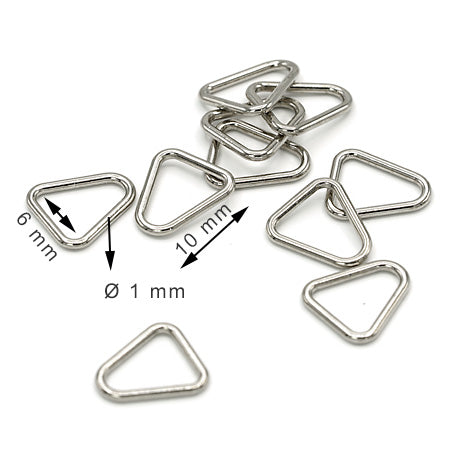 10 Pcs. Triangle Rings 6 mm, Color Shiny Nickel, SKU C9145-NKL