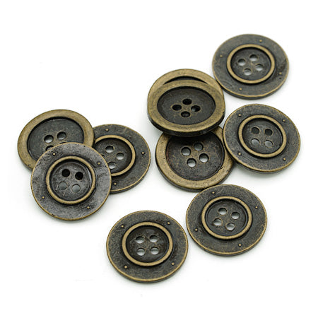 10 Pcs. Metal Button for Sewing, 17.7 mm, Color Old Brass, SKU C413/28-OANZ