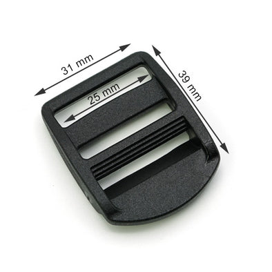 10 Pcs. Plastic Slider Buckle, Color Black, Size 25 mm, SKU PD25-NERO