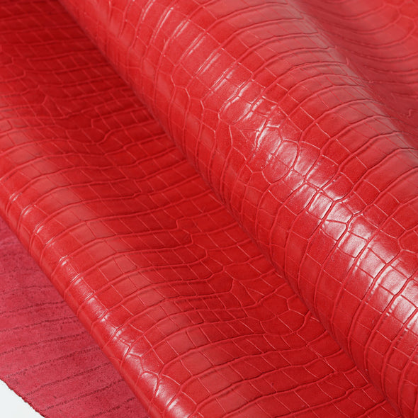 25x35 cm Leather Panel, Red Pebbled, Soft, 1.5 mm