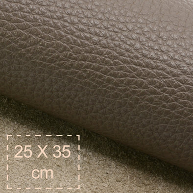 25x35 cm Leather Panel, Grey-Cream Pebbled, Soft, 1.5 mm