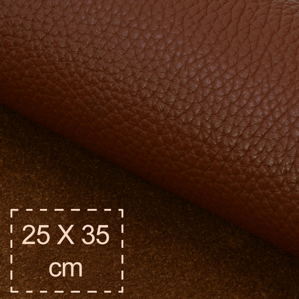 25x35 cm Leather Panel, Brick Brown Pebbled, Soft, 1.5 mm