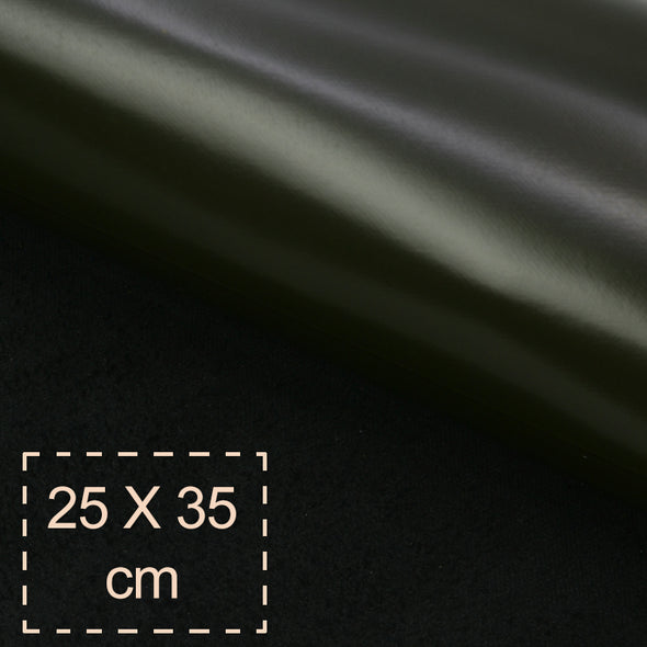 25x35 cm Leather Panel, Box Green Kaki, Soft, 1.3 mm