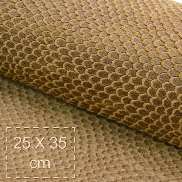 25x35 cm Suede Python Print Caramel, 1.2 mm