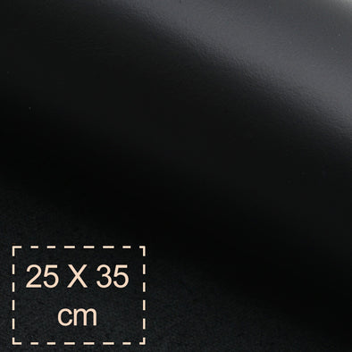 25x35 cm Leather Panel, Black Rubber Covered, Soft, 0.9 mm