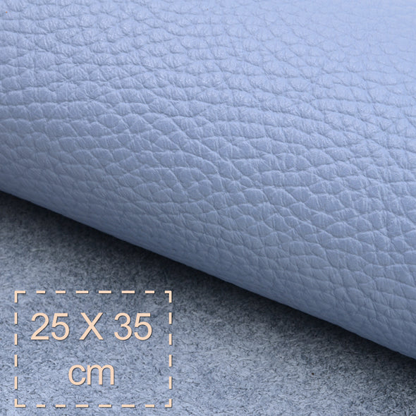 25x35 cm Leather Panel, Light Blue Pebbled, Soft, 1.5 mm