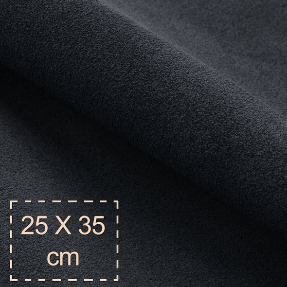 25x35 cm Suede Panel Black, Soft, 1.2 mm