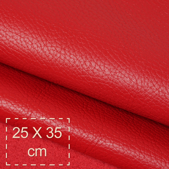 25x35 cm Leather Panel, Red Pebbled, Soft, 1.5 mm