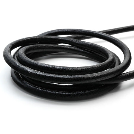 1 Meter Leather Round Cord, Ø 5 mm, Black