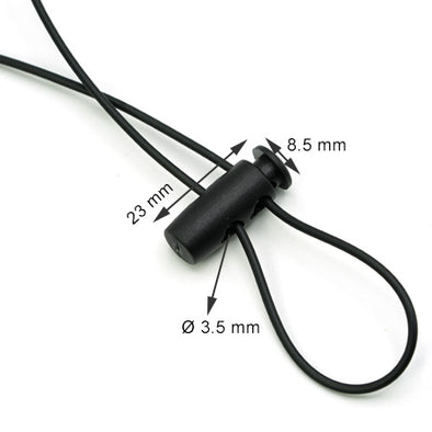 10 Pcs. Plastic Cord Stop, Color Black, Cord Size 3.5 mm, SKU SOMMA-NERO