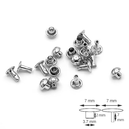 10 Pcs. Rivets for Leatherwork, 7 mm, H 3-7 mm, Color Nikel, SKU T33SFERA-NKL