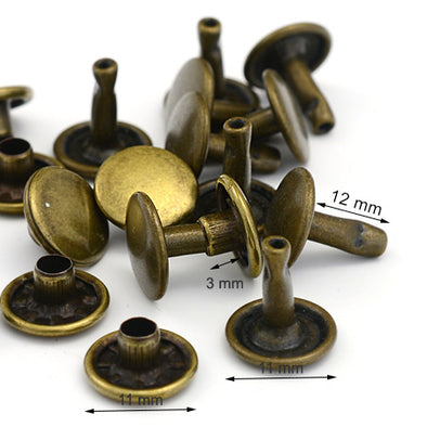 10 Pcs. Rivets 11 mm, H 6-10 mm, Double, Color Old Brass Free SKU T36L-OANZ