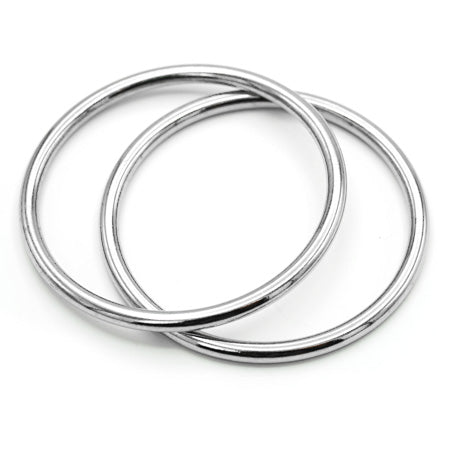 2 Pcs. Round Ring for Leatherwork, Size 45 mm, Color Shiny Nickel, SKU ZA45-NKL